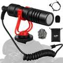 Moukey MCM-1 Video Microphone, Camera Microphone with Shock Mount, Windshield, Professional Vlogging Kit for iPhone, Android Smartphone, DSLR Camera & Camcorder, Battery-Free Shotgun Mic