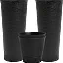 Worth Garden 2-Pack 28" H. Metal Planter with 2X Inside Pots - Hand-Hammered Texture Tall Narrow Tapered Plant Pots - Large Handcrafted Flower Pot for Indoor Outdoor, Deck, Patio, Front Porch (Black)