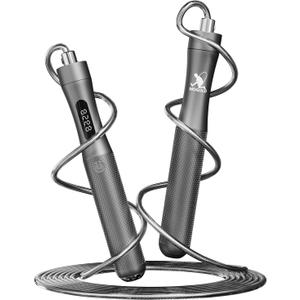 Smart Jump Rope with Counter - LCD Display, Aluminum Handles, Adjustable PVC-Coated Steel Cable (118"), Type-C Charging for Cardio, Boxing & HIIT Workouts
