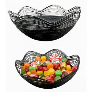 Mela Artisans Decorative Bowl | 9-Inch Black Metal Wire Fruit Bowl | Perfect for Kitchen Counter | Fruits | Potpourri | Vegetables | Snacks | Candies