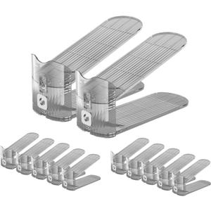 CiBiZi Clear Shoe Slots Organizers Shoes Stacker Organizer for Closet Shoe Stackers for a Pair of Shoes Shoe Display Shelf Organizador de Zapatos Shoe Rack Holders Space Saver Grey 12PACK (12 Pack, Grey)