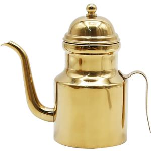 15oz Stainless Olive Oil & Vinegar Dispenser with Non-Slip Handle, Gold