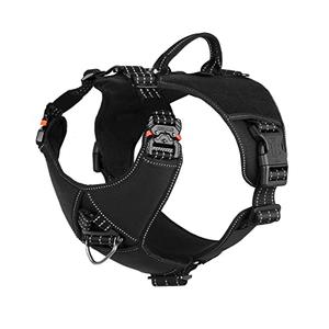 ICEFANG GN8 Quick-Moving Tactical Dog Harness with 2xMetal Buckles for Large Sized Dogs,Reflective K9 Vest,No-Pull Front Leash Clip,5-Points Adjustable Pet Harness (Black, Large (Pack of 1))