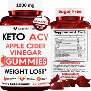 Keto ACV Gummies Advanced Weight Loss - ACV Keto Gummies for Weight Loss for Women and Men - Keto Gummies Supplement - Detox & Cleanse, Digestion - Apple Cider Vinegar - Apple Flavor Exp 7/2/27
