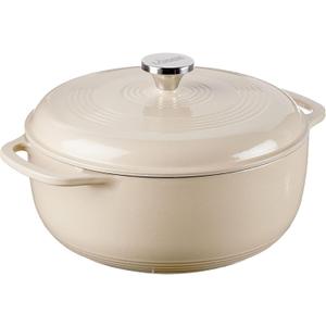 Lodge Essential Enamel Cast Iron Dutch Oven 6 Quarts - Perfect for Bread Baking, Braising, Marinating & Slow Cooking - Features Moisture-Sealing Lid & Dual Handles - Kitchen Essentials - Sandalwood