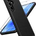 FNTCASE for Samsung Galaxy S25 FE Case - Military Grade Drop Protection, 14ft Drop Tested, Screen Protector Included, Anti-Slip Anti-Fingerprint TPU+PC Shockproof Phone Case Cover for S25FE (Black)