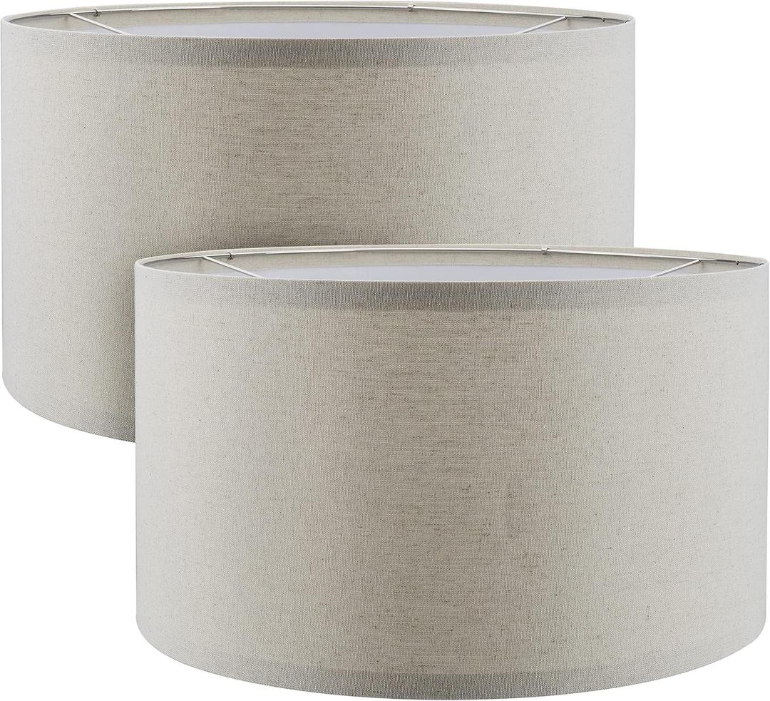 Aspen Creative 38871-2, Drum Collapsible Uno Lamp Shade, Oatmeal, 16" Top x 16" Bottom x 9" Height, Set of 2
