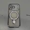 Compatible with iPhone 17 Pro Case with Invisible Magnetic Ring Stand [Compatible with Mag-Safe] [Full Camera Lens Protector] Plating Clear Phone Case for iPhone 17 Pro 6.3", Silver