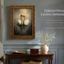 Vintage Gold Framed Wall Art Vintage Swan Canvas Wall Decor Retro Moody Swan Oil Painting Prints Farmhouse Antique Animal Picture Poster Artwork for Home decor Living Room Bedroom Hallway 16x24in