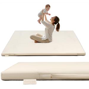 Funyoo Padded 71" ×59" Large Baby Play Mat for Floor, 1.2" Thick Foam Mat with Soft Vegan Leather, Baby Tummy Time Playmat for Safe Play Area, Non-Slip Bottom, Fits 71" x59" Playpens