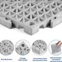 12PCS Drainage Interlocking Floor Tiles 11.8" x 11.8", Modular Interlocking Cushion Soft PVC Floor Non-Slip Splicing Waterproof Mat for Pool, Shower, Patio, Balcony, Bathroom, Kitchen, YardGrey