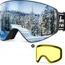 YOZISS Ski Goggles Men Women,OTG Snowboard Goggles Over Glasses,Anti Fog Winter Sports Goggles for Snowboard Snowmobile With Magnetic Lens Silver Vlt 11%
