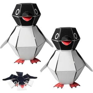 Ruirgo 2Pack Bouncing Buddy Penguin Craft Kit,3D Cute DIY Origami Jumping Penguin,Fun Creative Handmade Origami,Intellectual Interactive