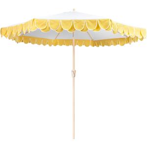 9Ft Elegant Valance Patio Umbrella, Outdoor Umbrellas for Patio with Auto-Tilt and Crank Systerm, Table Umbrella for Outdoors, Poolside,Beach, Backyard