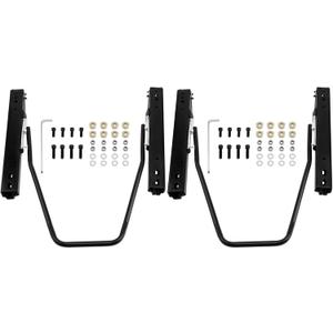 2 Sets Universal Car Seat Slider, Dual Locking Rails Brackets Kit, Steel Frame, Black