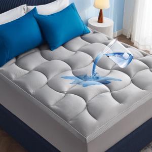 Bedsure Waterproof Mattress Topper King - Pillow Top King Mattress Protector with 8-21 Inches Deep Pocket, 800 GSM Extra Thick Bed Pad Fitted, Soft Bed Cover for Home, Bedroom, Hotel - Grey (Gray)