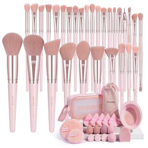 MAANGE Makeup Brush Set 49 Pcs Makeup Tool Set Premium Synthetic Foundation Powder Concealers Eye shadows Blush Makeup Brushes (Pink, 49 Piece Set)
