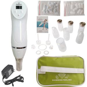 Mini 17 Diamond Microdermabrasion Skin Peeling Digital Beauty Device Facial Pores Blackhead Remover Cleaner Machine with 6 Blackhead Remover Heads Skincare Tool