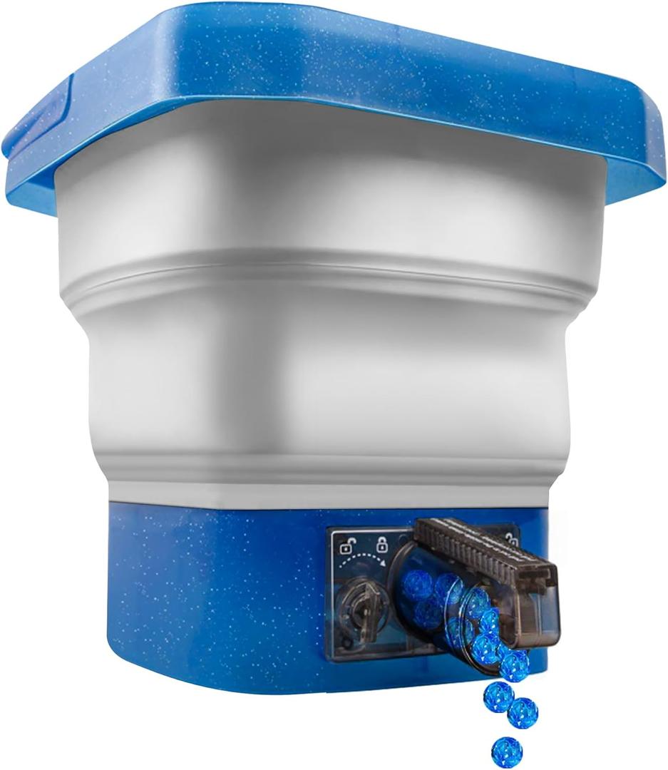 Collapsible Gel Ball Blaster Ammo Bucket, Portable Splatter Blaster Accessories, Splat Gel Gun Refill Container with Strainer, Large Capacity Water Beads Storage Tub Up to 10,000 Balls, for Ages 14+