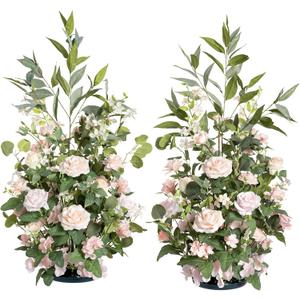 Ling's moment 41" Tall Ground Flowers for Wedding Decor, 2pcs Free Standing Artificial Flowers Arrangements, Aisle Chair Backdrop Decoration for Garden Arch Entryway Ceremony Reception, Blush & Cream