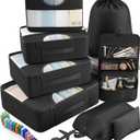 Veken 8 Set Packing Cubes for Travel Essentials, Suitcase Organizer Bags in 4 Sizes, Carry-On Luggage Accessories, Must-Have for Airplane, Road Trip & Camping (Black)