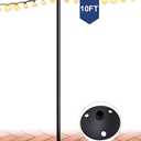 10FT String Light Pole for The Outdoor, Heavy Duty Metal Lighting Stand Pole for Hard Soil Wood Backyards Patio Weddings Holiday Party Decorations (1 Pack)