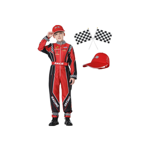 Race Car Driver Costume Boys Racer Jumpsuit With Glasses Kids Dress Up for Halloween 110