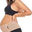 ChongErfei Maternity Belt Pregnancy Belly Band Back Support Abdominal Binder Back Brace - Relieve Back, Pelvic, Hip PainBeige, One Size