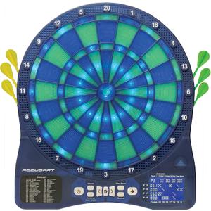 Accudart Light FX 2000 Electronic Dartboard with Vibrant LED Light Displays - Scoring Up to 4 Players - Includes 6 Soft Tip Darts, 13.5"