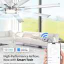 72 Inch Bruehed Nickel Ceiling Fan With Light,Smart Fan Work With Alexa,Industrial Ceiling Fan With 8 Aluminium Metal Blades,Ideal for Courtyard,Patio and Living Room,CF04BN-72