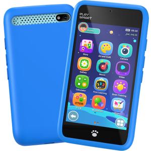 MOMILLA Kids Toys Smart Phone, 3.97" Screen Dual Cameras w/21 Stickers, Christmas Birthday Gifts for Kids, 16GB Toddler Learning Cell Phone with 200+ Puzzle Games, Boys Girls Toys Age 3-10 Year Old (Bright Blue)