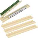 Golden Acrylic Mahjong Racks with Magnetic Pushers, Set of 4 All-in-One Tile Holders, 20 Inch American Mahjong Accessories for Competitive Games, 20 x 2.4 x 1.2 inches