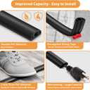 12ft Cord Cover Floor for Extension Cords, Self-Adhesive Floor Cable Cover to Protect Cables & Prevent Tripping, PVC Cord Hider Protector, Internal Wire Management Channel Diameter: 0.39", Black (W1'' x L12')