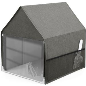 YeeBeny Cat Litter Box Cover, Enclosed Cat Potty Cat Litter Box Cover, Open Curtain for Easy Access to The Top Closed Cover, Removable for Easy Cleaning and Care(Gray)