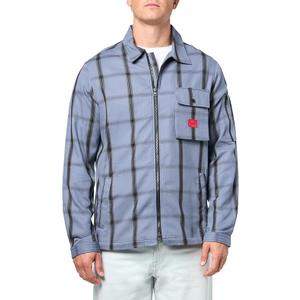 HUGO Men's Cotton Mix Canvas Zip Up Overshirt Button Down Shirt, Amalfi Blue Plaid HUGO Men's Cotton Mix Canvas Zip Up Overshirt Button Down Shirt, Amalfi Blue Plaid