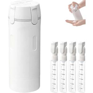 4 in 1 Travel Dispenser,4 * 30ML Travel Bottles for Toiletries,Refillable, Leak Proof and Portable,Suitable for Storing Shampoo, Shower Gel, Laundry Detergent, Suitable for Travel, Camping and Gym (White)