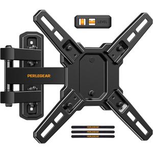 Perlegear Full Motion TV Wall Mount for 13-42 inch Flat or Curved TVs & Monitors up to 55 lbs, Wall Mount TV Bracket with Articulating Arm, Swivel, Tilt, Extension TV Mount, Max VESA 200x200mm, PGSF6