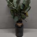 Briful Artificial Eucalyptus Stems in Black Glass Vase with Faux Water, 14" Fake Plant Eucalyptus Leaves for Home Office Farmhouse Wedding Centerpiece Dcor