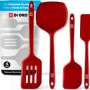 New DI ORO Seamless Series Moda 4-Piece Silicone Turner Spatula Set - 600F Heat-Resistant Flexible Kitchen Spatulas for Nonstick Cookware - Flippers for Eggs & Pancakes - Utensils for Cooking (Red)