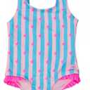 RuffleButts Girls UPF50+ Sun Protection Tie Shoulder/Cross Back One Piece Swimsuit, 12-18m