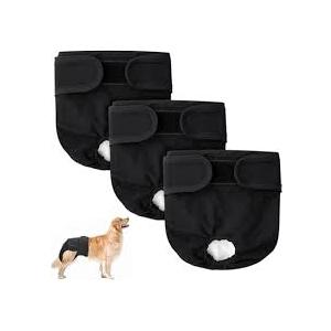 Reusable Dog Diapers Female Washable, Premium Doggie Diaper for Dogs, Pack of 3, Highly Absorbent Small Dog Diaper for Heat, Incontinence and Puppy Training(S)