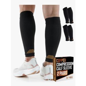 Doctor's Select 2 Pairs Copper Calf Compression Sleeve - Leg Compression Sleeves for Women & Men, Shin Splint Relief