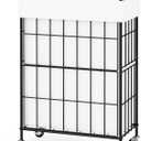 Slim Laundry Hamper, 60L Laundry Basket with Wheels, Clothes hamper with Removable Liner Bag (60L-1 Section, White)