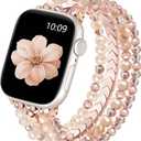 Lerobo Beaded Bracelet Watch Band Compatible with Apple Watch 42mm 41mm 40mm 38mm 44mm 45mm 46mm for Women Girl iWatch Series 11 10 9 8 7 6 5 4 3 SE 3 2 1, Cute Dressy Smartwatch Strap