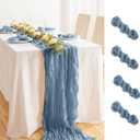 Cheesecloth Table Runner, 4 Pcs Dusty Blue, 35x118 Inch, Boho Gauze, Rustic, Cotton, Solid