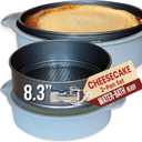 8 Inch Springform Cake Pan NONSTICK - Cheesecake Pan with Silicone Sleeve NO LEAKS in Water Bath - No Foil Wrap Needed - Easy Cake Release Sturdy Build - Heavy-Gauge Carbon Steel 0.4 mm