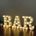 BAR - Illuminated Marquee Pub Bar Sign - Lighted Word Pre-Lit Battery Operated (23.03-in x 8.66-in) (White)