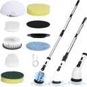 Electric Spin Scrubber Cordless Power Cleaning Brush with 8 Brush Heads Extendable Handle 3 Adjustable Size 2 Speeds IPX7 Waterproof for Bathroom and Kitchen