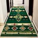Western Hallway Runner Rug 2 x 6, Non-Slip Long Runners for Bedroom Kitchen Hall Laundry, Accent and Tribal Throw Rugs Washable, Green