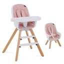 Evolur Zoodle 2-in-1 High Chair for Baby & Toddler Convertible High Chair to Toddler Chair, Padded Seat, 5-Point Safety Harness, Dual Dishwasher-Safe Trays, Solid Beechwood Legs Pink